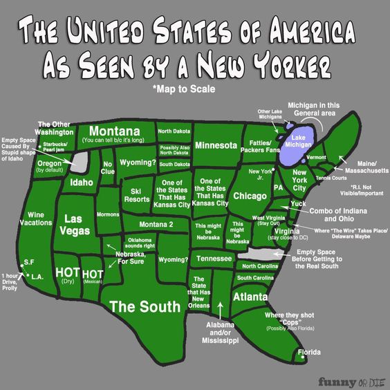 The United States Drawn and Labeled by a New Yorker