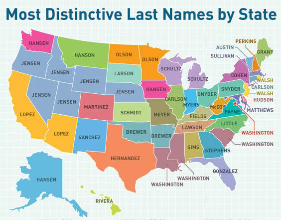 Most Distinctive Last Names by State