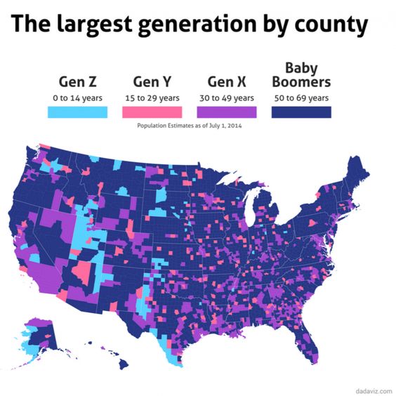 Largest Generation by County