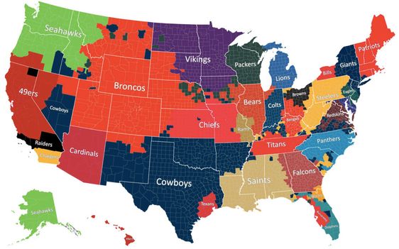 The Most Popular NFL Team by County